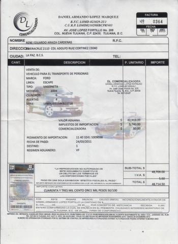 2 - 1 factura de ford escape
