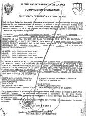 Acta circunstanciada de posesion otorgada delictivamernte  por el ex director de catastro Eric Cisneros un reconocido miembro de la mafia criminal que encabezan los hermanos Cota Montaño, y mega rata que ademas  saqueó impunemente el Ayuntamiento de Mulegé.