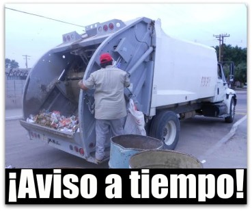 1 a aviso a los ciudadanos camion de basura recoleccion