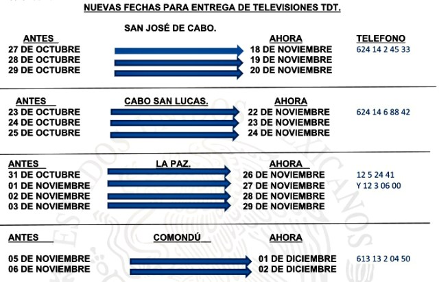 0 a calendario entrega de tvs digitales en baja california sur