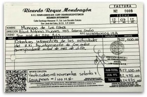 d a foto de factura con la que robaba jorge castañeda y su esposa con 25 mil a la quincena