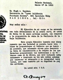 0 a proponen la compra de baja california a alvaro obregon